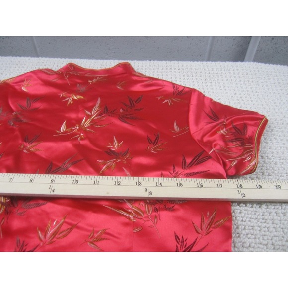 Star Dress Womens 38 Red Gold Bamboo Cheongsam Qipao Chinese‎ Traditional Short - Picture 7 of 9